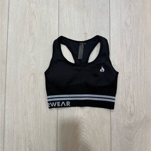 Ryderwear Black Sports Bra with Gray Stripes